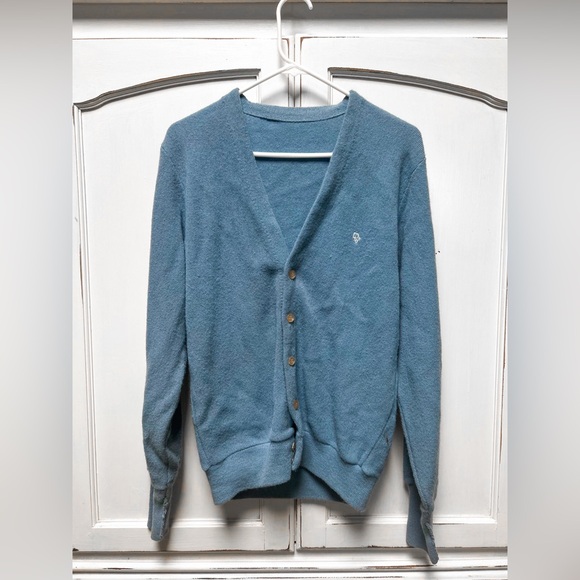Vintage 80s 90s Dior Acrylic Cardigan Sweater Light Blue L - Picture 1 of 3